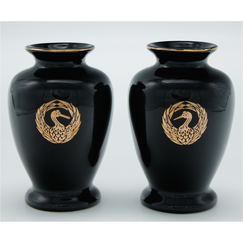 セト夏目花立4.5寸(鶴丸紋入)1対[7-46-09]