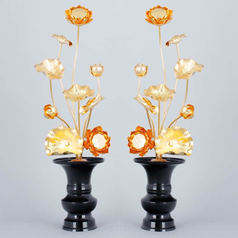 真鍮常花8寸9本立(一対)[7-49-02]