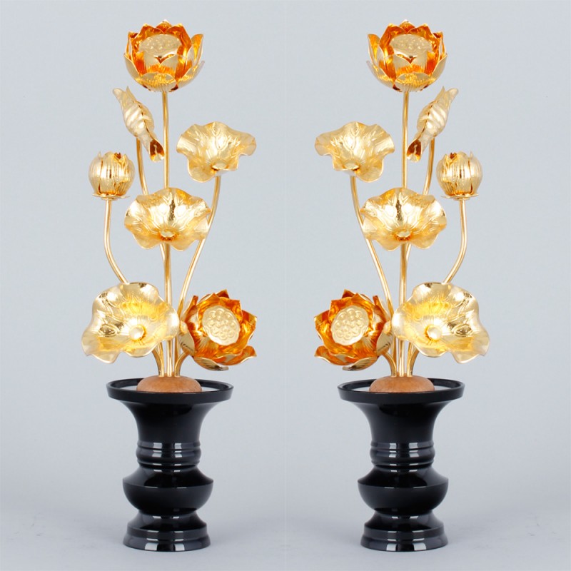 真鍮常花4寸5本立(一対)[7-49-02]