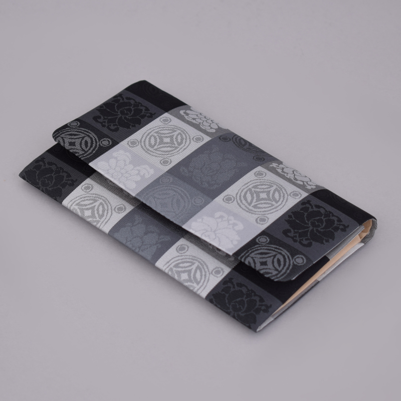 念珠入　吉祥緞子　銀ネズミ[7-57-25]