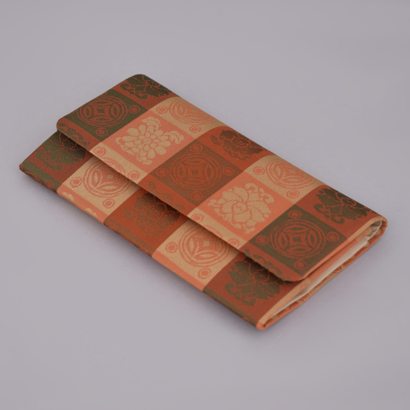 念珠入　吉祥緞子　錆朱[7-57-25]