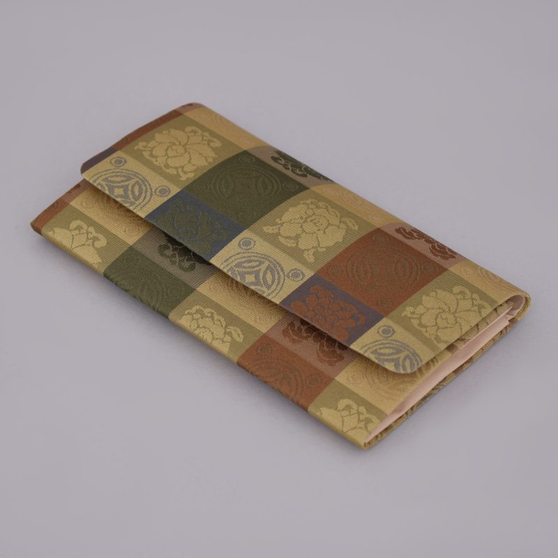 念珠入　吉祥緞子　白茶[7-57-25]