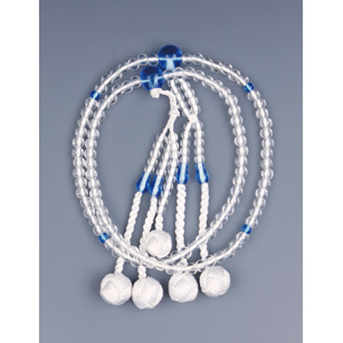 プラスチック念珠　8寸　水晶・サファイア　組房