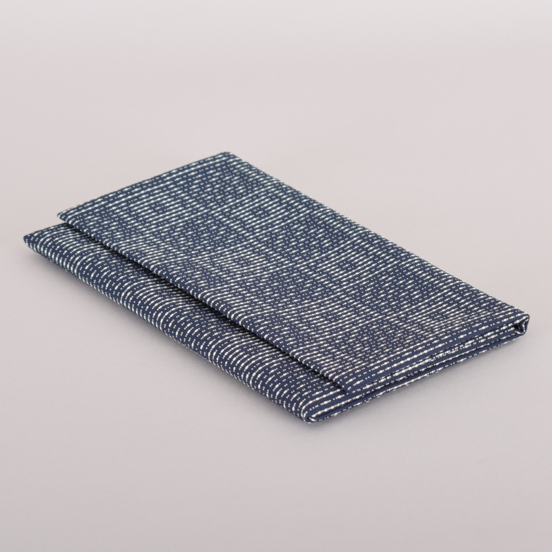 念珠入　刺し子　青