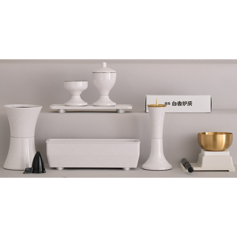 プラスチック2型仏具セット 白[7-45-02]