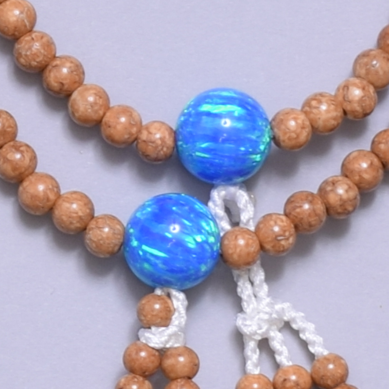 天竺菩提珠京都オパール仕立(てんじくぼだいじゅ)　<ツユクサ>　正絹房[7-64-25]