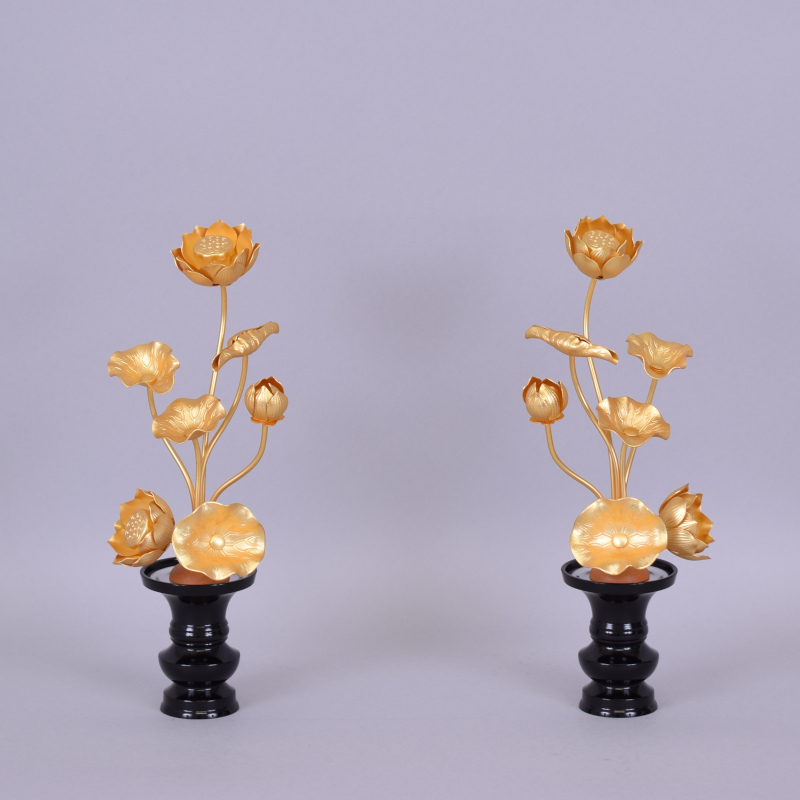 真鍮常花5寸7本立<消金仕上げ>(一対)[7-49-03]