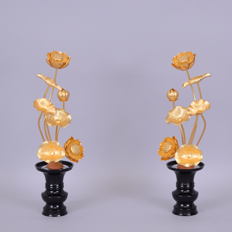 真鍮常花6寸7本立<消金仕上げ>(一対)[7-49-03]