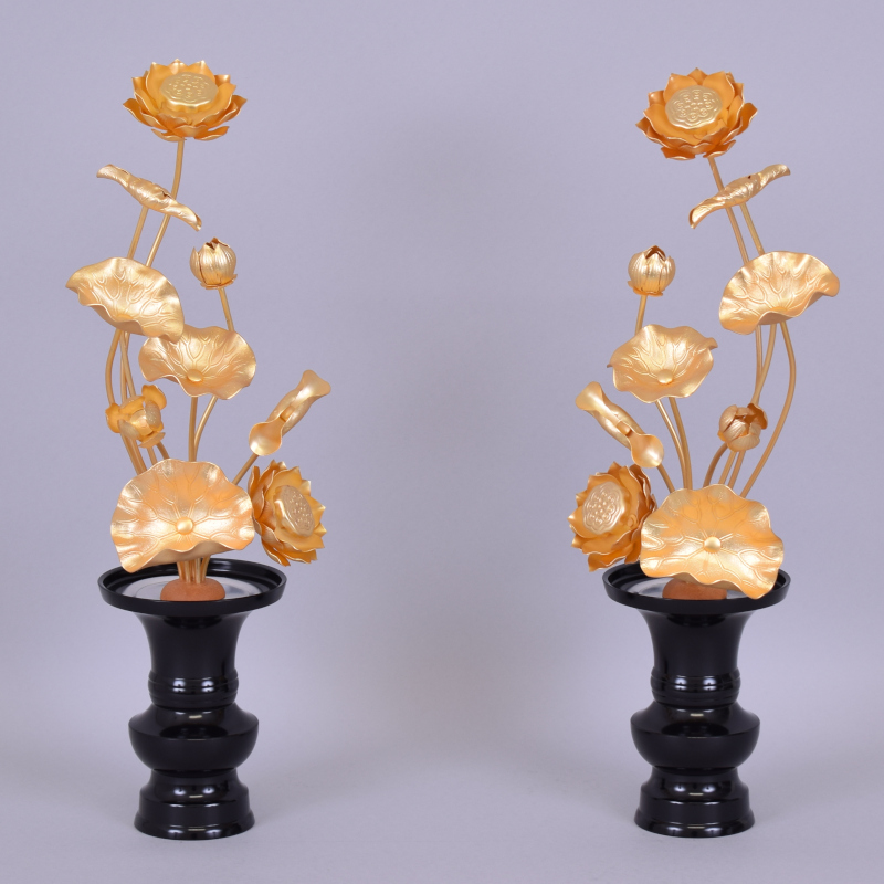 真鍮常花8寸9本立<消金仕上げ>(一対)[7-49-03]